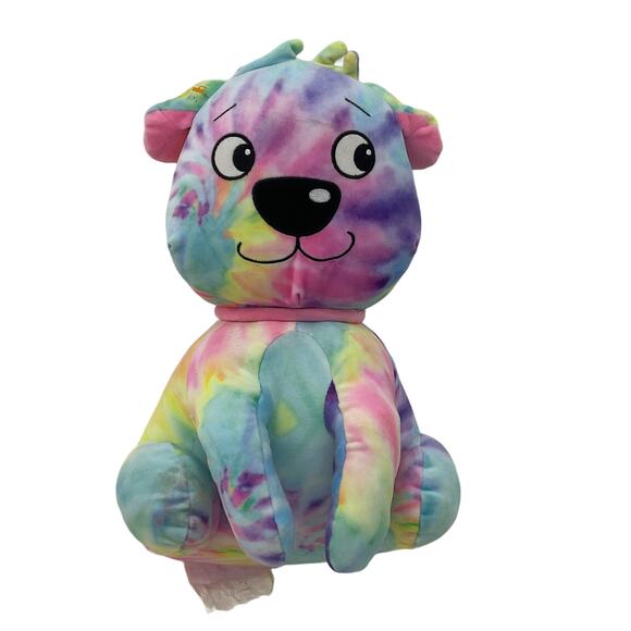2 Scoops Cute Large Rainbow Swirl Cuddly Puppy Dog Plush - Picture 1 of 4